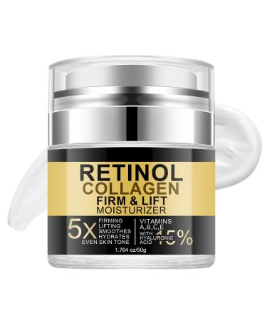 Retinol Face Moisturizer - Anti Aging Face Cream with Collagen & Retinol Serum Wrinkle Cream for Women & Men - Day & Night Face Cream for Dry Skin Neck Firming - Instant Face Lift Effect 1.76oz