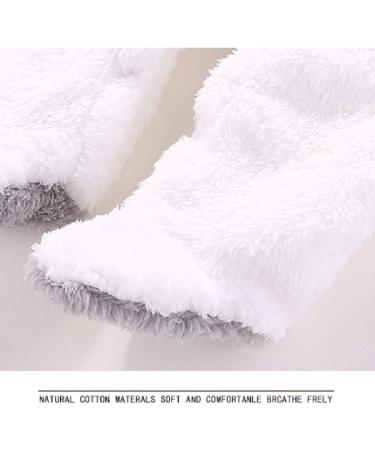 Newborn Baby Cartoon Bear Snowsuit | Winter Fleece Hooded Romper 9-12 Months | White - Buy Online on GoSupps.com