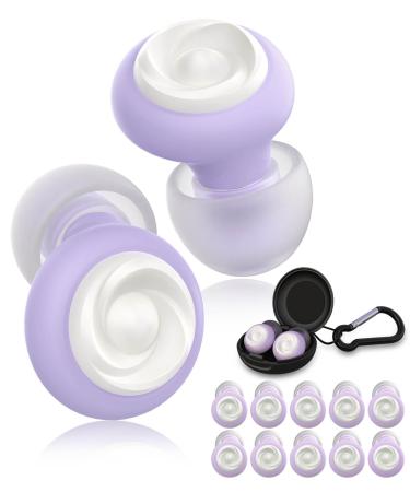 5 Pairs Ear Plugs for Sleeping Noise Reduction Beinkap Reusable Earplugs Hearing Protection for Focus Noise Sensitivity Study Work Snoring Motorcycle Concert Airplanes 24dB-33dB(Purple)