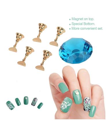 4-Color Nail Art Display Stand - Alloy Holder & Tip Practice Base for Nail Salons (Blue) | International Shipping Available - Buy Online on GoSupps.com