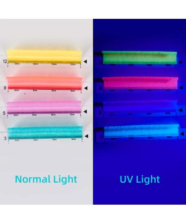 Colorful Neon UV Eyelash Extensions 15mm 0.07C Easy Fan - Blue, Yellow, Purple, Pink - Buy Online on GoSupps.com