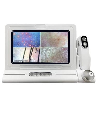 Skin Diagnosis Analyzer Hair Follicles Scalp Detector with 14.5 Inches HD Screen Configuring Dual Probes 200x 50x Four-Picture Comparison for Beauty Salon Hair Salon