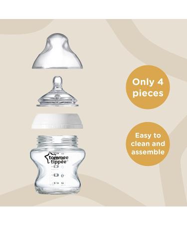 Tommee Tippee Closer to Nature Glass Baby Bottle - 250ml Slow Flow Breast-Like Teat with Anti-Colic Valve Colors May Vary - Buy Online Internationally - Buy Online on GoSupps.com