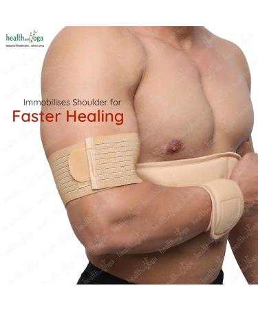 HealthAndYoga GuardNHeal Arm Sling Adjustable Shoulder Immobilizer for Rotator Cuff Support Unisex Skin-Friendly Fits 40-44 (Beige - Buy Online on GoSupps.com