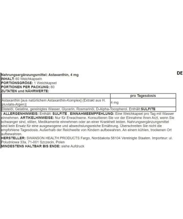 Swanson Astaxanthin Capsules - Antioxidant Support & Vitality - 60 Capsules for Optimal Health - Buy Online on GoSupps.com