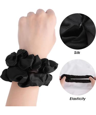 WLLHYF 2 Pieces Scrunchy Hair Ties Hair Scrunchies Strong Elastic Thick Black Headbands No Damage Ponytail Holder Fashion Beautiful Hair Accessories for Girls Women Teens and Thick Hair (Black) - Buy Online on GoSupps.com