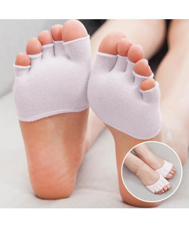 Childweet Invisible Half Socks for Men & Women | 4 Pair Cotton Toe-Topper Yoga Pads | Non-Slip Slippers | Ideal for Sandals | 10x7cm White - Buy Online on GoSupps.com