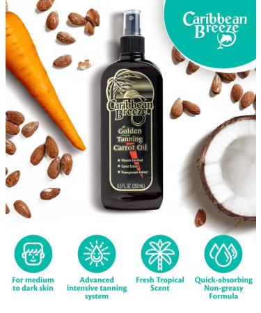 Caribbean Breeze Ultimate Carrot Tanning Oil Spray with Coconut Oil & Aloe Extracts - 8.5 oz - Buy Online on GoSupps.com