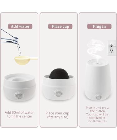 Menstrual Cup Sterilizer: 3-in-1 Steamer - Cleans, Dries, and Stores | Leak-Free & 99.9% Clean | Suitable for All Menstrual Cup Styles | White - Buy Online on GoSupps.com