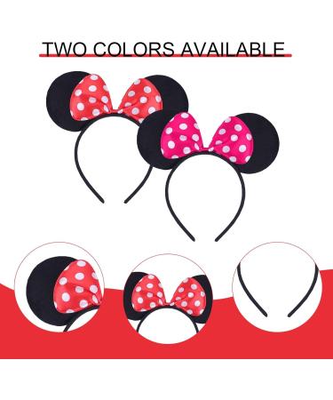 EUPSIIU 4 Pieces Mouse Ears Headband Red Bow Headbands And Pink Bow Headbands Cosplay Party Headband for Adults and Kids Fancy Dress Costume Head Band for Daily Wear Party Festivals Multi - Buy Online on GoSupps.com