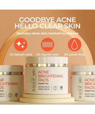 RAOOF MD Acne Brightening Pads - 5% Glycolic Acid & 2% Salicylic Acid Pads for Face & Body - 60 Count - Buy Online on GoSupps.com