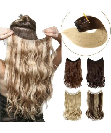 Halo Hair Extensions Invisible Secret Wire Hair Extensions One Piece 22 Inch Synthetic Hairpieces (Dark Brown) - Buy Online on GoSupps.com