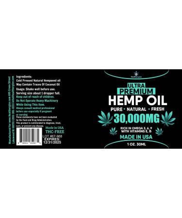 Hemp Oil Organic Extract-3 Pack-Ultra High Potensy Hemp Seed Oil-Made in USA, Full Flavor Natural Benefits, for Skin, Relief, Sleep, Relax, Discomfort, Massage-Safe for Pets-Full Omega 3,6, 9 1 Fl Oz (Pack of 3) - Buy Online on GoSupps.com