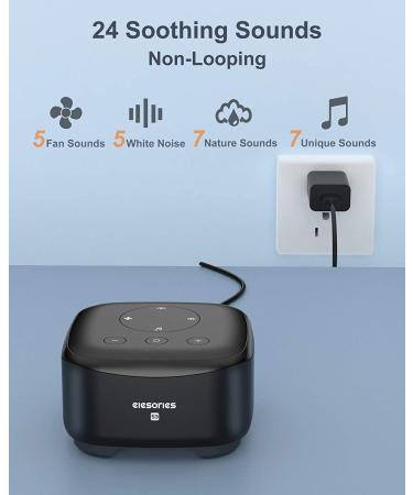 White Noise Machine for Adults & Kids - 24 Soothing Sounds for Sleep Therapy - Nursery & Office Sound Soother - Black - Buy Online on GoSupps.com