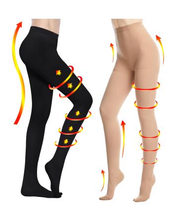 Yisemeya 2 couple of medical long compression stockings for women 20 30 mmHg women's support stockings visual poetry women's compression tights great support for varicose veins edema 2xl