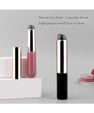 Homezo Siliconemakeup Brush Silicone Lip Brush New Soft Silicone Lip Brush with Lid Homezo Silicone Makeup Applicator Reusable Lip Applicator Pink+Black - Buy Online on GoSupps.com
