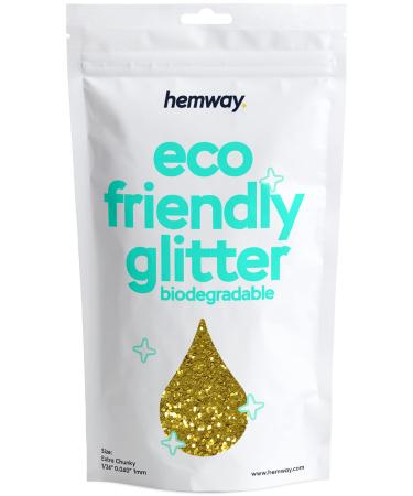 Hemway Biodegradable Eco Body Glitter - Cosmetic Safe - 100g Large 1/24 - Gold