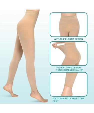 Evolyline Medical Compression Pantyhose for Women & Men 20-30mmHg Footless Graduated Support Tights Compression Pantyhose Opaque Compression Socks Stockings for Varicose Veins Edema Flight Nursing Beige M - Buy Online on GoSupps.com