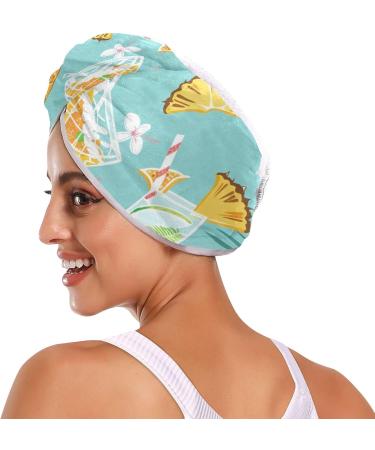 Super Absorbent Pineapple Juice Green Hair Towel 2 Pack - Quick Dry Hair Turbans with Button Twist Wrap for Women & Girls - Buy Online on GoSupps.com