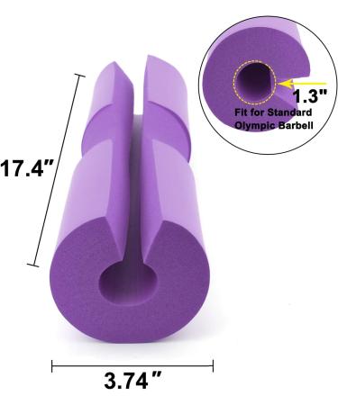 Barbell Squat Pad for Women & Men - Foam Sponge Cushion for Squats, Lunges, Hip Thrusts - Purple - Buy Online on GoSupps.com