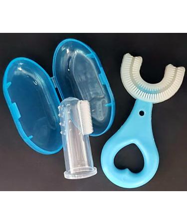 U-Shaped and Finger Kids Gum and Toothbrush (2 Blue Heart) 1 Count (Pack of 2) Blue Heart