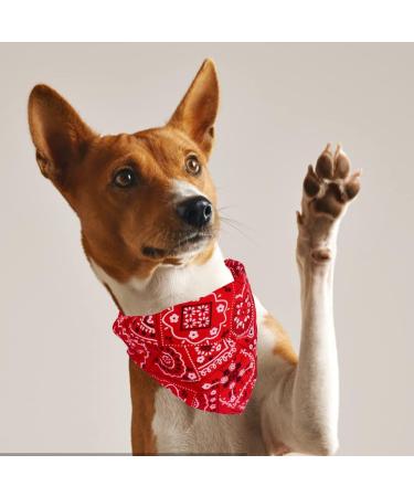 4-Piece Adjustable Dog Bandana Set - Stylish Polyester Neckerchiefs & Towels for Small & Medium Dogs & Cats | Pink Black Dark Blue Red - Buy Online on GoSupps.com