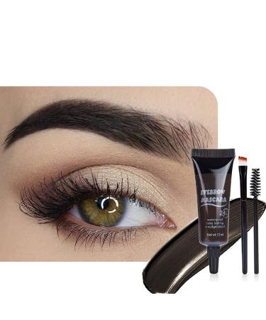 Tinted Thickening Eyebrow Mascara with Two Eyebrow Brushes Brow Fast Sculpt Waterproof Transfer-proof Eyebrow Tinting Kit- Cruelty Free - Light Medium Brown (2 Pack) (04 Black)