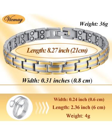 Vicmag Titanium Steel Magnetic Bracelet for Women - Crystal Design (3 Link Gold) - Ultra Strength Magnetic Gift with Removal Tool - Buy Online on GoSupps.com