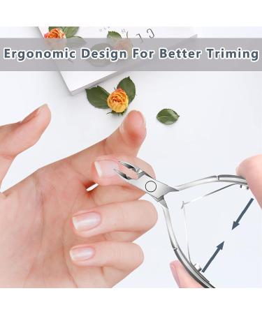 Stainless Steel Cuticle Trimmer Set - Professional Pedicure Manicure Tools with Pusher & Scissors - Durable Cuticle Nipper Cutter Clipper for Fingernails and Toenails - Silver - Buy Online on GoSupps.com