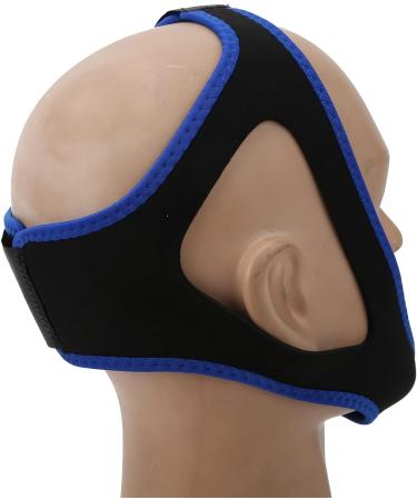 Adjustable Breathable Anti-Snoring Chin Strap - Black with Blue Edge - Buy Online on GoSupps.com