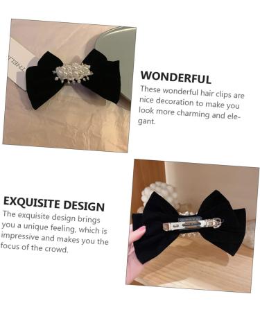 minkissy 1pc Hairpin Bow Hair Clips Grosgrain Hair Bow Wedding Headpieces Big Hair Bow Clip Bow Knot Barrettes Hair Accessories for Women Wedding Fabric Pearl Small and Fresh Girl 17.5X11.5X2.5CM Black - Buy Online on GoSupps.com