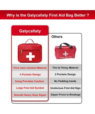 Empty First Aid Bag - Multi-Pocket Emergency Medical Kit for Home, School, Office, Car | Red Medium Size - Buy Online on GoSupps.com