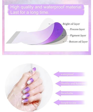 Kalolary Gel Nail Polish Strips Nail Gel Art Sticker Waterproof Full Nail Wraps Decal Sets with Nail File and Stick for Women Girls Nail Art Decor (UV/LED Lamp Required) (Gradient Purple) - Buy Online on GoSupps.com