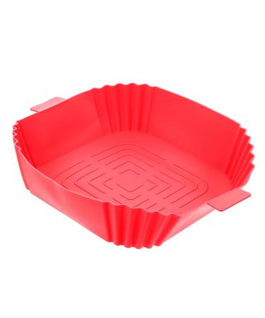 CIYODO Air Fryer Pan Silicone Pans for Baking Wax Paper Non Stick Silicone Mat for Air Fryer Washable Bread Red 24X19.5X5CM