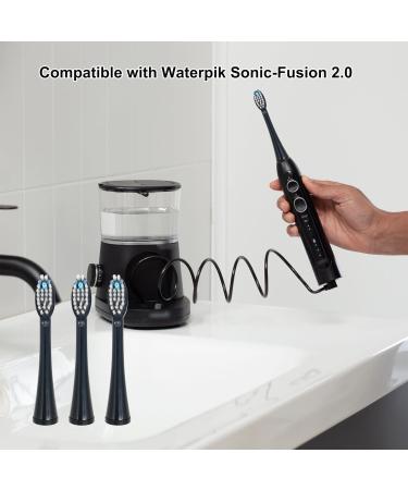 Toothbrush Heads Compatible with Waterpik Sonic Fusion 2.0 - 6 Pack in White/Black | International Shipping - Buy Online on GoSupps.com