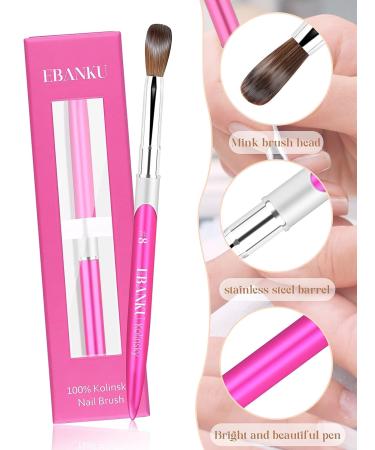 EBANKU Pure Kolinsky Acrylic Nail Brush Size 8 - Metal Handle Professional Oval Shaped Brush for Women - Ideal for Acrylic Application and Nail Art - Buy Online on GoSupps.com