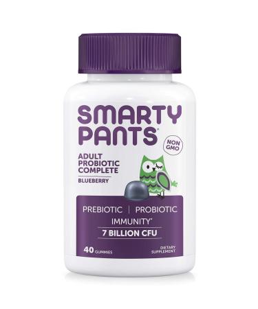 SmartyPants Gummy Vitamins Adult Probiotic Complete Vitamins, Blueberry, 40 Count