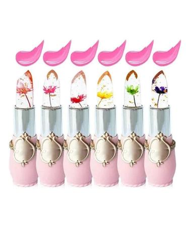Crystal Jelly Flower Color Changing Lipstick Set - 2/6PCS | PH Lipstick Color Changing Gloss | Flower Lipstick Jelly Transparent Magic | Temperature Change (#3Red) - Buy Online on GoSupps.com