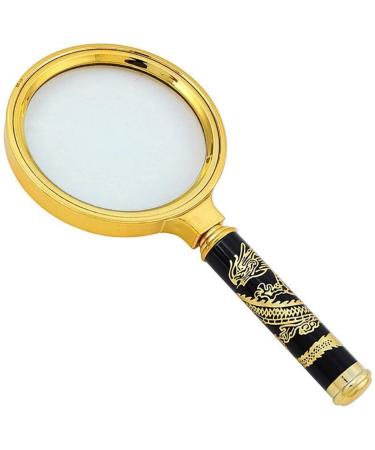 Magnifying Glasses for Hobbies Reading Magnifier Magnifying Glass Engraving Dragon 10 Times Handheld Reading - See Newspaper HD Optical Glass - Detachable Design Vision