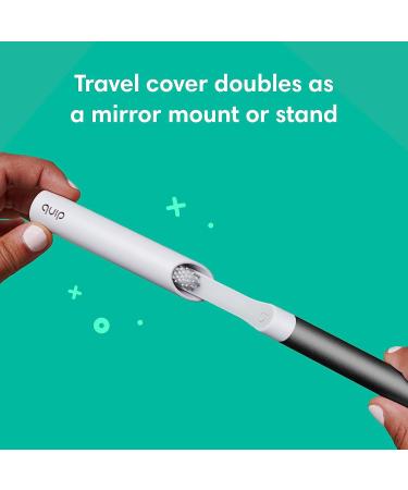 Quip Adult Electric Toothbrush - Sonic, Soft Bristles, Timer, Metal Handle - Slate | Travel Cover & Mirror Mount Included - Buy Online on GoSupps.com