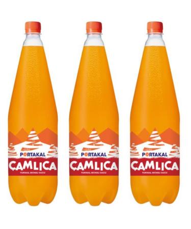 Camlica Gazoz Orange Lemonade for Carbonated and Soft Drinks (with Deposit) 1500 ml with Pufai Grocery (Pack of 3)