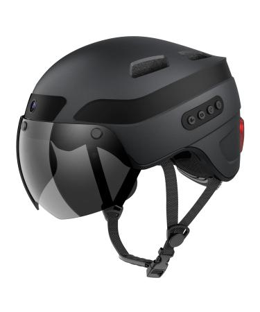 KRACESS KRS-S1 Bike Helmets for Men Smart Helmets for Adults with 1080P 60 fps Sports Camera Dual Antenna Bluetooth Womens Bike Helmet KRS-S1 Matte Black L-22-24.4"