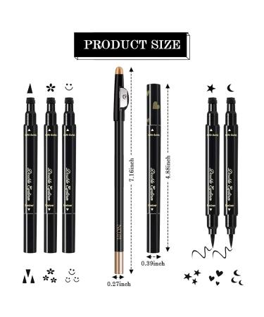 7 Pcs Eyeliner Stamps & Waterproof Liquid Eyeliner Set - Long Lasting & Smudge-proof Seal Eyeliner Pen for Eye Decoration and Makeup Tool - Black - Buy Online on GoSupps.com