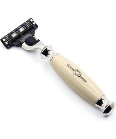 Edwin Jagger R357AMZ Classic MACH 3 Razor - Nickel-Plated Manual Shaving for Men & Women - Ivory Imitation Plastic Handle - Buy Online on GoSupps.com