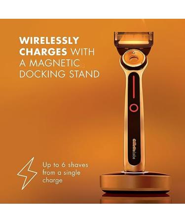Gillette Heated Razor for Men Starter Shave Kit | 1 Handle, 2 Blade Refills, Charging Dock - Buy Online on GoSupps.com