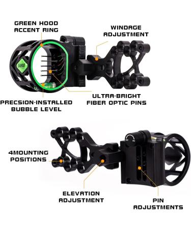 LWANO 5 Pin Bow Sight with Rheostat Light and Reversible Mount - Precision Accuracy for Archery Enthusiasts - Buy Online on GoSupps.com