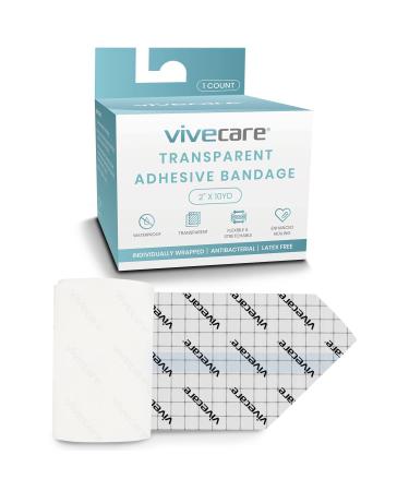 ViveCare Tattoo Aftercare Bandage Dressing 2 (10 Yards)- Clear Transparent Waterproof Wrap - Medical Tape with Adherent Patches - Protective Wound Roll for Shower  Swim 2 in