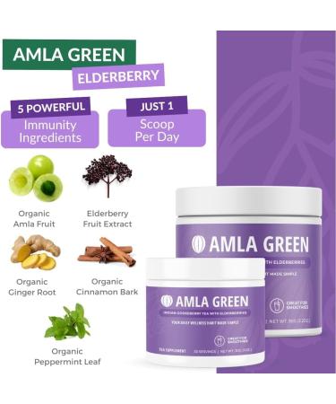 Amla Powder & Green Tea Superfood Supplement Antioxidant Support Made with Hibiscus (90 servings) &Elderberries (30 servings) Organic Vegan - Buy Online on GoSupps.com