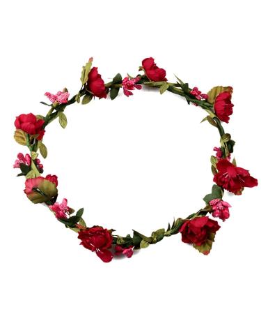 Butterms Women Girls Flower Headband Hairband Headband Crown Boho Blumenhaar Decoration For Garland Wedding Festival Party Travel (Red) - Buy Online on GoSupps.com