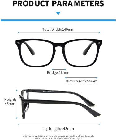 Blue Light Blocking Glasses Square Nerd Eyeglasses Frame for Women Men | Anti Blue Ray Computer Game Glasses - Black/White/Leapord/Tortoiseshell/Pink - Buy Online on GoSupps.com